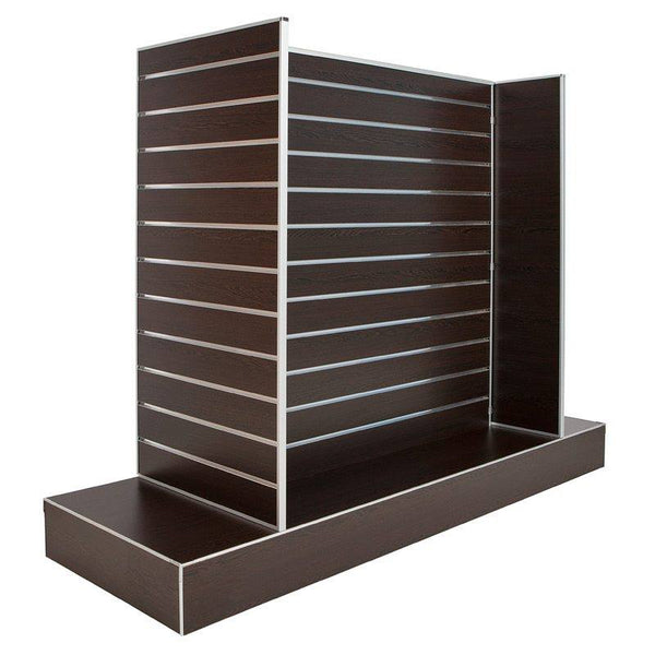 Plankwall Double Plinth G60 Gondola in wood grain finish shown on a white background.
