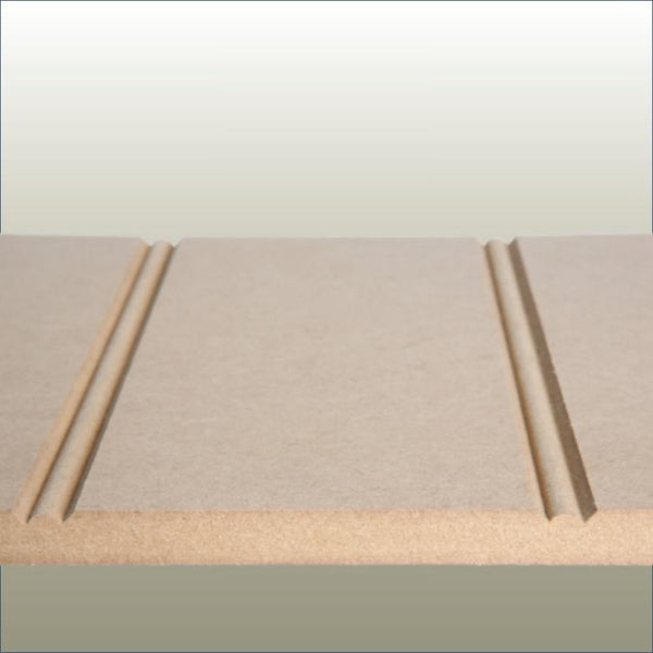 A close-up view of an MDF W groove panel with visible grooves.