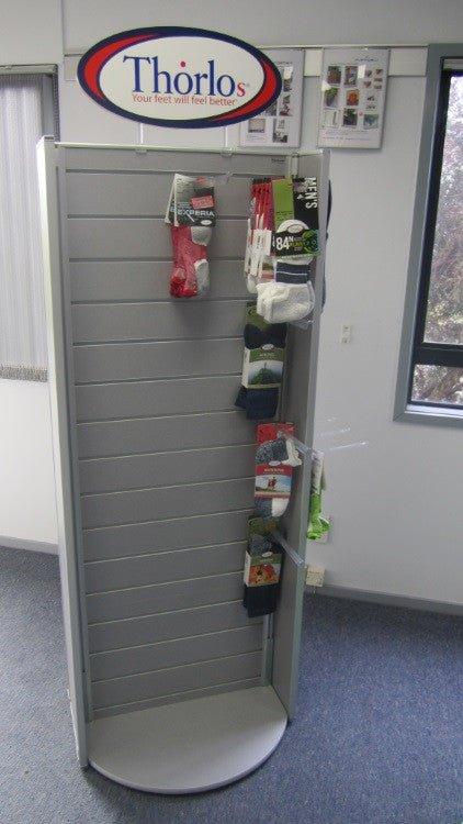 Two-Sided Retail Display Stand Tower 600W | Rotating Slatwall - Plankwall