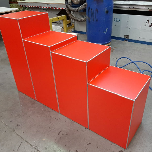 New Zealand made Retail Display Cube set in red sized medium. 