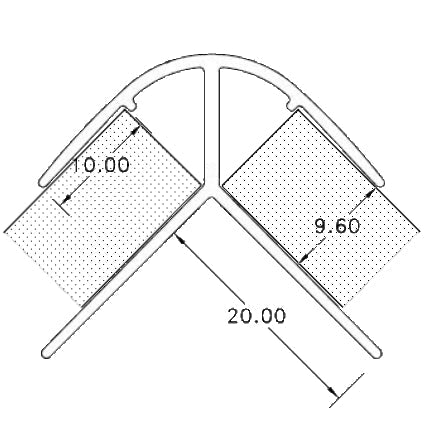 Stickman's diagram with dimensions of a corner join that is non-mitered