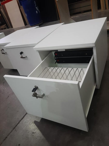 Custom drawers. Lockable  in white
