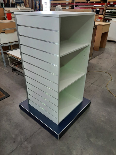Custom display shelving unit with slatwall sides