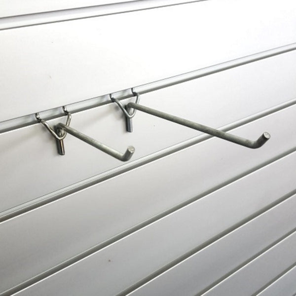 close-up photo of double prong heavy duty hooks for retail display wall 