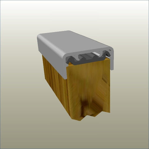 Plankwall aluminium edge capping fitted to 18mm retail display panel creating a clean protective panel edge finish