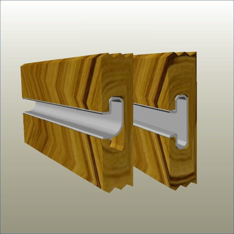 Plankwall aluminium J insert for slatwall panels used in retail display and shopfitting systems