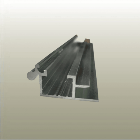 Aluminium bottom extrusion used on poster frames to secure and align signage inserts.