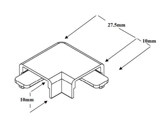 Plankwall® EP18 flat corner cap used with EP18 aluminium edge capping to join corners on 18mm MDF display panels and gondola end panels dimensions