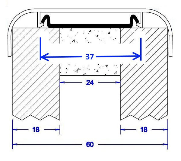 Black Plankwall® G60 assembly clip for fixing aluminium capping profiles to 60mm gondola display panels.