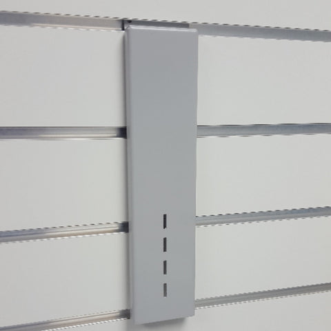 Heavy use back plate for Plankwall panels with four-slot design, grey powder-coated steel, compatible with slotted shelf brackets for high-load shelving