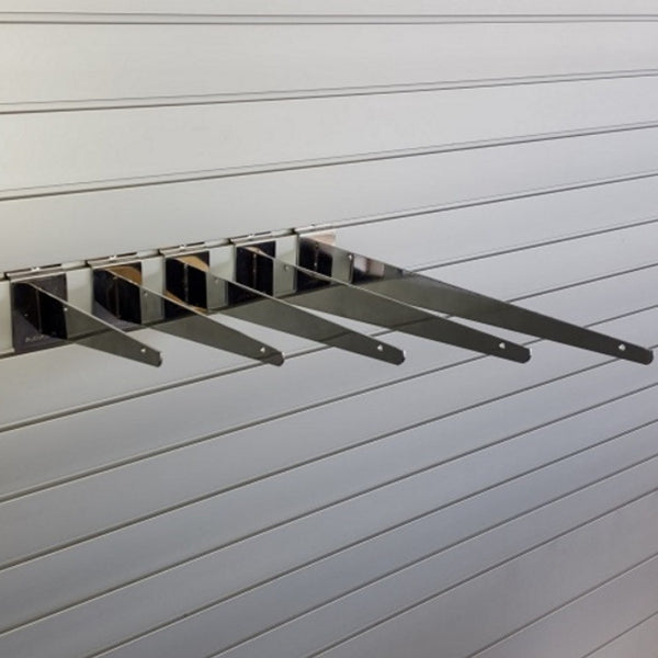  hot chromed metal shelf brackets in 200mm,  250mm, 300mm, 350mm, 400mm for slatwall retail merchandising displays