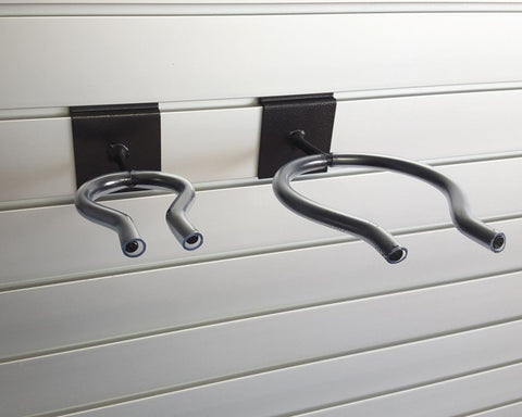 Plankwall Power tool display bracket shown here in two sizes, ideal storage solutions for slatwall systems 