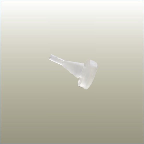 Protective rubber grommet used with bracket clips to stabilise glass or MDF shelves in slatwall and slotted wall retail display systems.