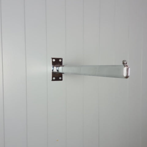 photo of hot chromed straight wall mount arm bracket with ball tip for retail and home use