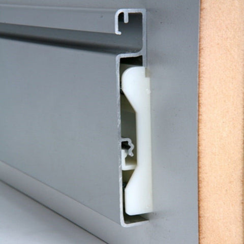 Plankwall® concealed utility plank clip used to fix aluminium utility planks securely to walls for shelving and storage systems.