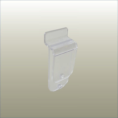 Plankwall Clip PC3 heavy-duty slatwall clip used to support floating book shelves and display accessories on Plankwall slatwall panels