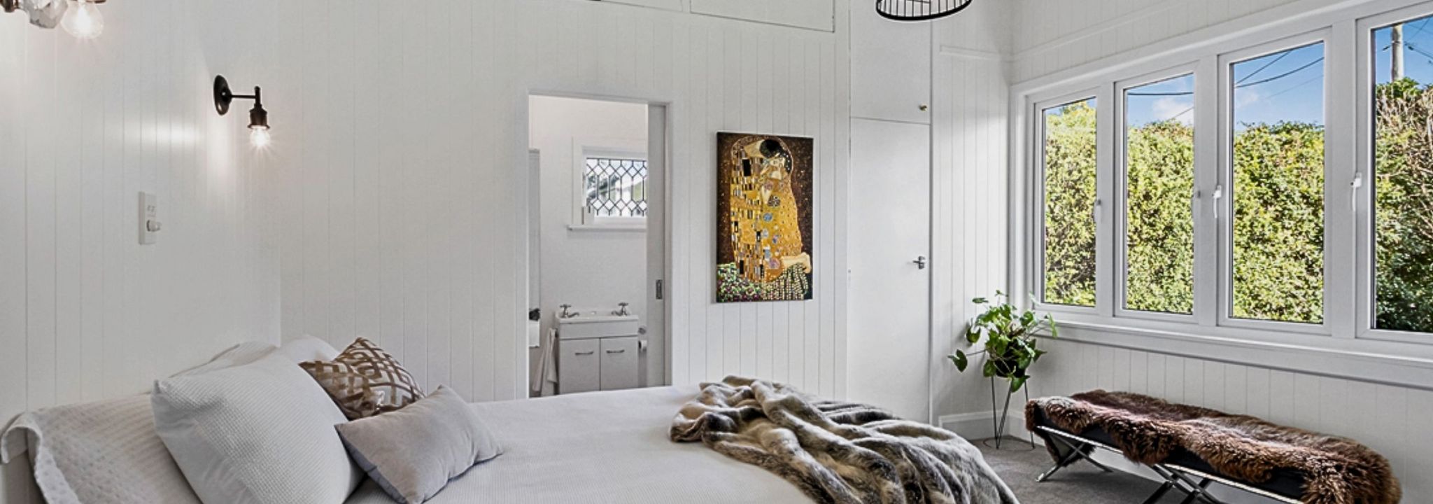 Plankwall V Groove & W Groove Interior MDF Building Panels in a bedroom